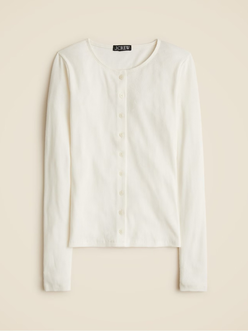 J.Crew Fine Rib Knit Cardigan Ivory Size XS NWT Slim Fit Cotton Modal
